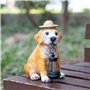 Tuzsocr Statues de jardin solaires - Figurines de chien avec lanterne solaire LED - Décoration de jardin pour l'extérieur - Stat