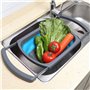 Alnicov Passoire pliable en silicone, passoire au-dessus de l'évier, passoire à légumes/fruits, passoire avec poignées extensibl