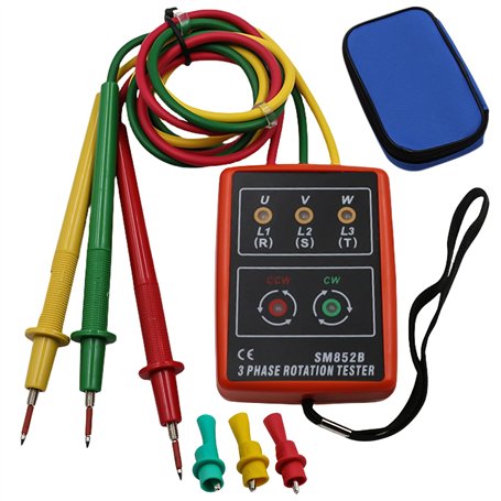 WIYETY Testeur de phase portable à 3 phases : compteur de champ rotatif AC 60 V ~ 600 V