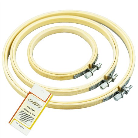 SZCXDKJ Lot de 3 cerceaux à broder ronds en bambou de 3 tailles pour point de croix pour travaux manuels