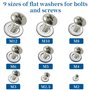 Lot de 800 rondelles plates en acier inoxydable pour charnière de porte avec boîte de rangement, 9 tailles différentes : M2, M2,