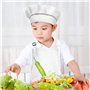 KZNKZN Ensemble tablier et toque de chef pour enfants de 7 à 13 ans, tablier de chef réglable avec 2 poches pour la cuisine, la