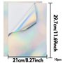 Lot de 10 feuilles de papier autocollant holographique A4 imprimable en vinyle Séchage rapide Imperméable vinyle arc-en-ciel pap