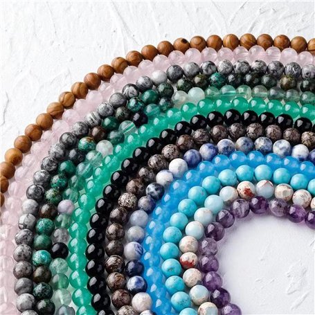 870pcs De Pierre Naturelle Multicolore 6 mm 15 Styles Perles de Pierre pour la Fabrication de Bijoux et la Guérison des Pierres