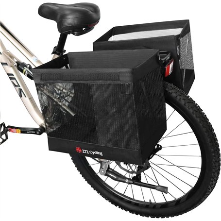 Bromlbe Sacoches de vélo pour porte-bagages - Double - Noir - Panier arrière - 48 l - Grand sac de porte-bagages pour vélo élect