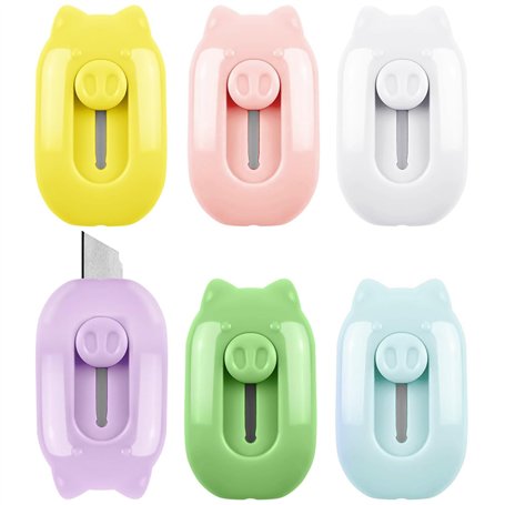 WOLMIK Lot de 6 mini cutters universels rétractables - Mini couteau utilitaire portable - Couteau de papeterie pour enveloppe