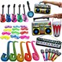 Lot de 15 instruments gonflables colorés - Jouet pour guitare aérienne - Saxophone gonflable - Microphone gonflable - Guitare Be