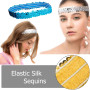 SamHeng 6 Pièces Bandeau à Paillettes, Élastique Bling Bande de Cheveux de Sport Sequin Serre-Tête, Mode Brillant Coiffure pour 