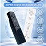 AUFGLO Télécommande et Nunchuck compatibles avec la Wii/Wii U - Comprend un étui en silicone et une dragonne (Noir+Blanc)