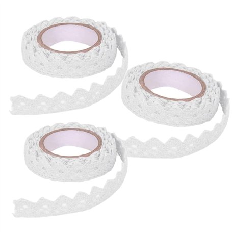 Lot de 3 Rubans de Dentelle Blanche pour travaux manuels