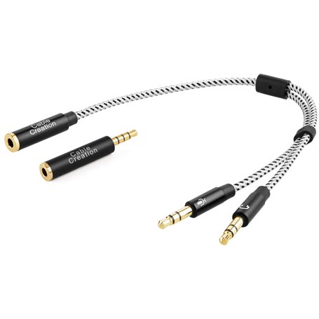CableCreation Court Casque Mic Audio Y Splitter câble
