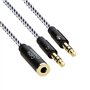 5 mm Femelle vers Dual 3.5 mm mâle Casque avec câble Audio Jack 3