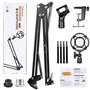 HAUEA Bras Micros Pieds, Suspension Supports de Microphone, avec Pince Micros, 3/8'' vers 5/8'' Vis Adaptateur, pour Blue Yeti, 