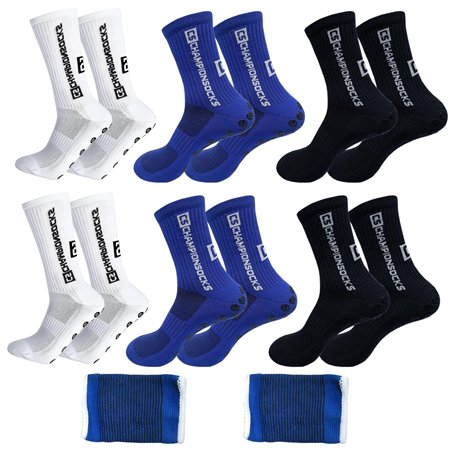 6 Paires Chaussette Antidérapante Foot Homme Femme Chaussettes de Football 40-44 Grip Socks