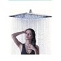 Pomme de Douche à LED, 20 cm Carré Tête de Douche à Effet Pluie en ABS 7 Couleurs Changement Economie d'Eau LED Pommeau de Douch