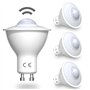 DoRight Lot de 4 Ampoules à Détecteur de Mouvement GU10 5W Ampoule LED Activée par le Mouvement Blanc Chaud 3000K Plage de Détec