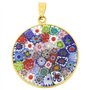 Glass Of Venice Pendentif Millefiori Moyen Multicolore dans Un Cadre plaqué Or 26 mm