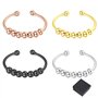DGUSO Lot de 4 Bague Anti Stress Femme Bague Anxiete Femme Avec Perles Bague D'dnxiete Réglable Bague Anneau Tournant Anneau Ouv