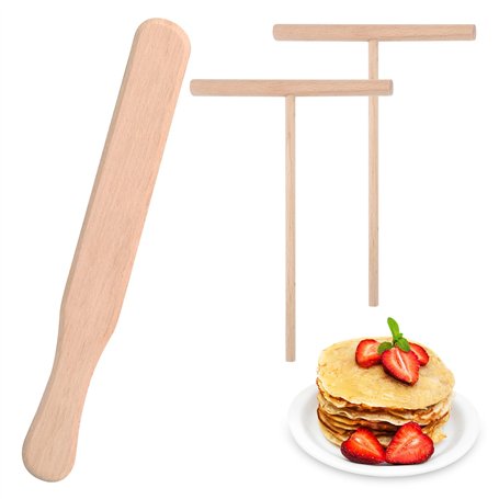 Yesaler Épandeur de Crêpes Râteau à Crêpes avec Spatule Crêpe Bois Ustensiles de Cuisine pour Crêpes Omelettes Pancakes 3 Pièces