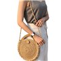 Sac De Paille Rond Sac de Plage d'été Pour Femme en Rotin Bandoulière à Porter à l'épaule Avec Style Boho Fait Main Pour le Voya