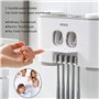 Yuning Porte Brosse Dent Mural,Support de Brosse à Dents Mural avec Double Distributeur Automatique de Dentifrice,5 Emplacements