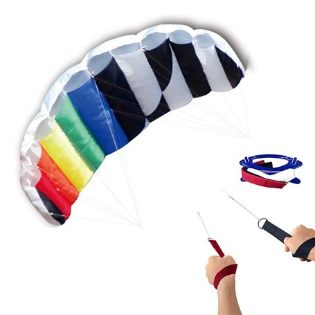 Touch The Sky Cerf-Volant Souple Noir & Blanc & Arc-en-Ciel pour Enfants et Adultes