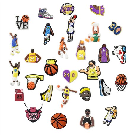 Xmart 50 Pièces Pins Crocs Basketball Chaussure Charms PVC Accessoires Crocs Breloque Sabots Sandales pour Hommes Femmes Décorat