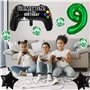 Liitata Jeu vidéo 9ème anniversaire décoration garçon anniversaire fête chiffre 9 ballons en aluminium vert grand contrôleur de