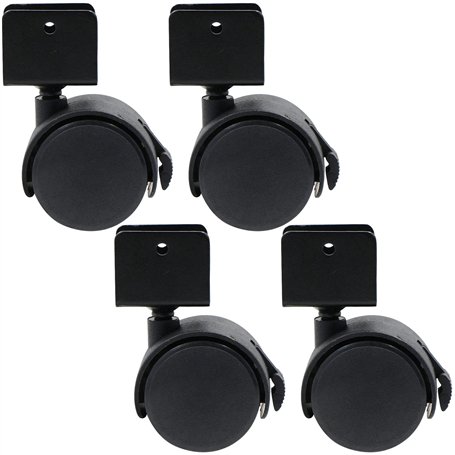 Lot de 4 roulettes pivotantes en caoutchouc de type U - 50 mm - Roulettes pivotantes avec frein - Roulettes lourdes pour meubles