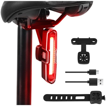 Feu Arriere Velo Puissante 110 Lumen - Eclairage Velo 5 Modes Rouge/Bleu