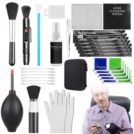 Lot de 27 kits de nettoyage pour appareil photo reflex numérique avec ventilateur fusée