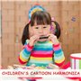 4pcs Harmonica de Bande Dessinée pour Enfants 16 Trous Double Rangée Harpe Diatonique Harmonica en Bois avec 4 Sacs de Rangement