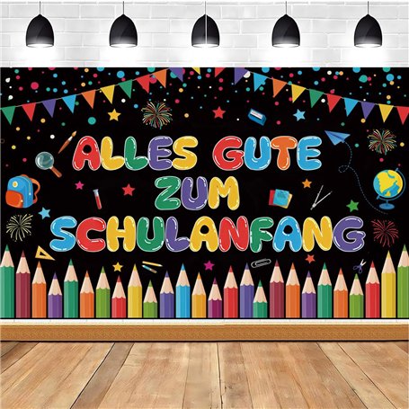 Guirlande décorative pour la rentrée des classes - Bannière « Alles Gute zum Schulanfang » - 185 x 110 cm - Décoration pour rent