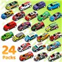 MUXIWOM Voiture Enfant 24 Pièces Petites Voitures Jouets en Métal avec Barrage Routier & Tapis de Jeu 6,8cm Mini Jouet Voiture B