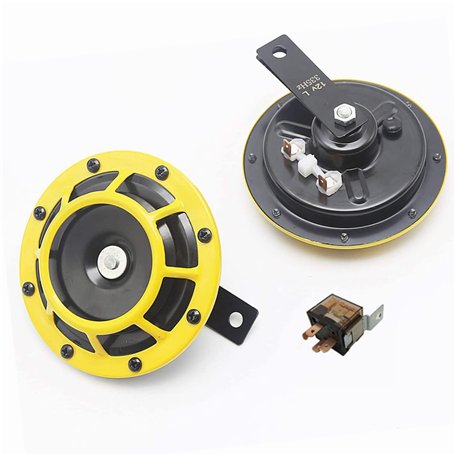 YIYIDA Klaxon électrique de Voiture de klaxon 12V 135DB Car Horn klaxon de Voiture Super Fort Haute et Basse tonalité en métal k