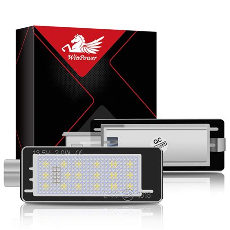 WinPower Ampoule d'éclairage de plaque d'immatriculation 18 SMD Blanc LED Sans erreur Arrière Lampe pour Laguna Espace Scenic Mo