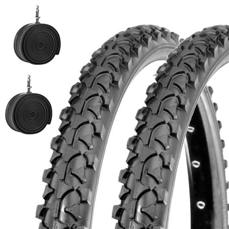 2 Pneus VTT DEESTONE 26 X 1.90 + CHAMBRES D'AIR Pneus Noirs Vélo Mountain Bike 47-559