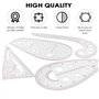 Baxcdyswe 4 Pièces Regle Couture, Règle Métrique, Transparentes Règle de Mesure de Courbe Outils de Couture en Plastique pour Le