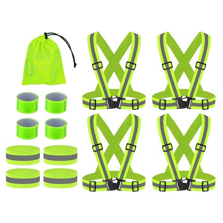 Anlising 4PCS Gilet Réfléchissant Vélo+4PCS Bracelet Réfléchissant Réglable+4PCS Brassard Reflechissant