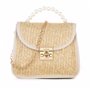 XFSRG Sac à Main Femme Pochette en Paille Tissée pour Plage d'Été Embrayage Soirée Sacs à Bandoulière avec Chaîne Idéal pour Fêt