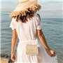 XFSRG Sac à Main Femme Pochette en Paille Tissée pour Plage d'Été Embrayage Soirée Sacs à Bandoulière avec Chaîne Idéal pour Fêt