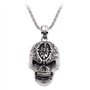 JKJF Collier Pendentif Tête de Mort en Acier inoxydable Chaîne Crâne Gothique Hip Hop Punk Rock Collier pour Homme - Argent