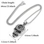 JKJF Collier Pendentif Tête de Mort en Acier inoxydable Chaîne Crâne Gothique Hip Hop Punk Rock Collier pour Homme - Argent