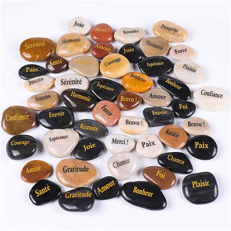 ROCKIMPACT 50 Pierres Gravées Message Chanceuse Inspirant