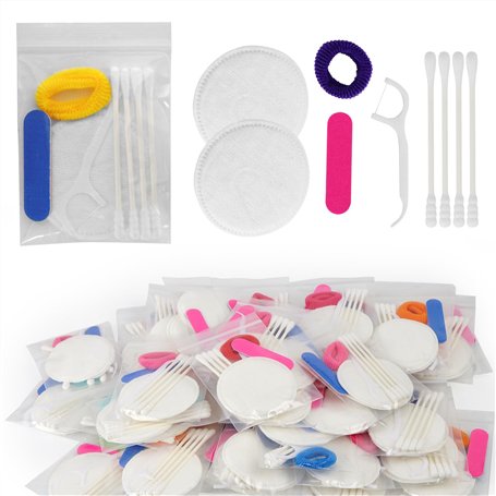 Adorila Lot de 50 kits de maquillage jetables pour hôtels - Emballage individuel - Accessoires de maquillage pour motels