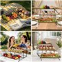 FoiiLiio Plateau de Service avec 3 Métal Plats, Plateau Repas 32×16cm, Grand Plateau Rectangulaire, Presentoir Aperitif Buffet,
