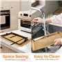 FoiiLiio Plateau de Service avec 3 Métal Plats, Plateau Repas 32×16cm, Grand Plateau Rectangulaire, Presentoir Aperitif Buffet,