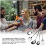 LEKEFETO Lot de 5 ustensiles de cuisine en acier inoxydable avec cuillère, louche, spatule, spatule et écumoire, avec dispositif