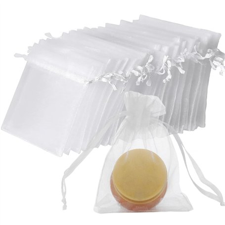 Lot De 100 Blanc Sachets En Organza