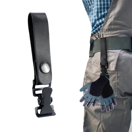 Attache Gants Clip Porte-Gant - 14cm cuir avec mousqueton